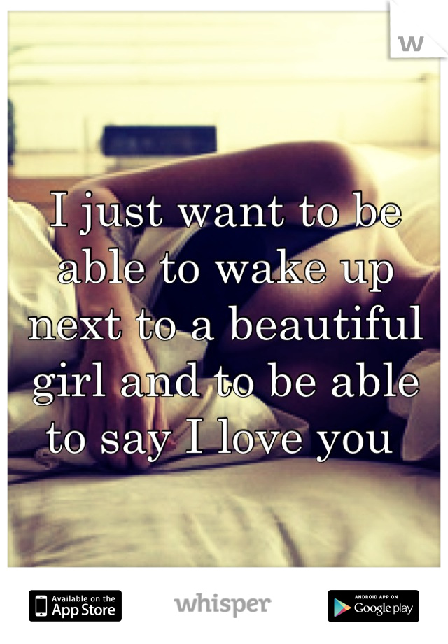 I just want to be able to wake up next to a beautiful girl and to be able to say I love you 