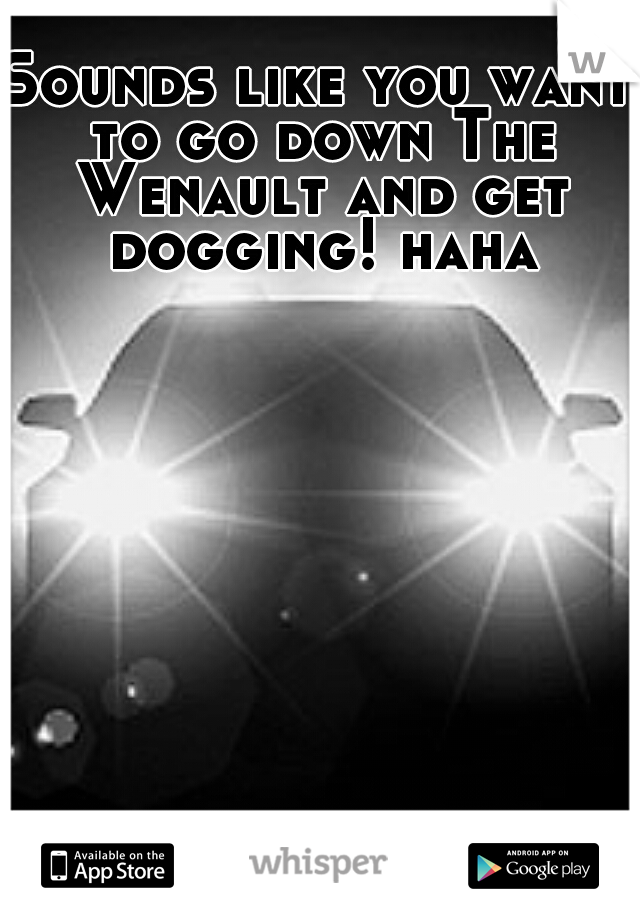 Sounds like you want to go down The Wenault and get dogging! haha