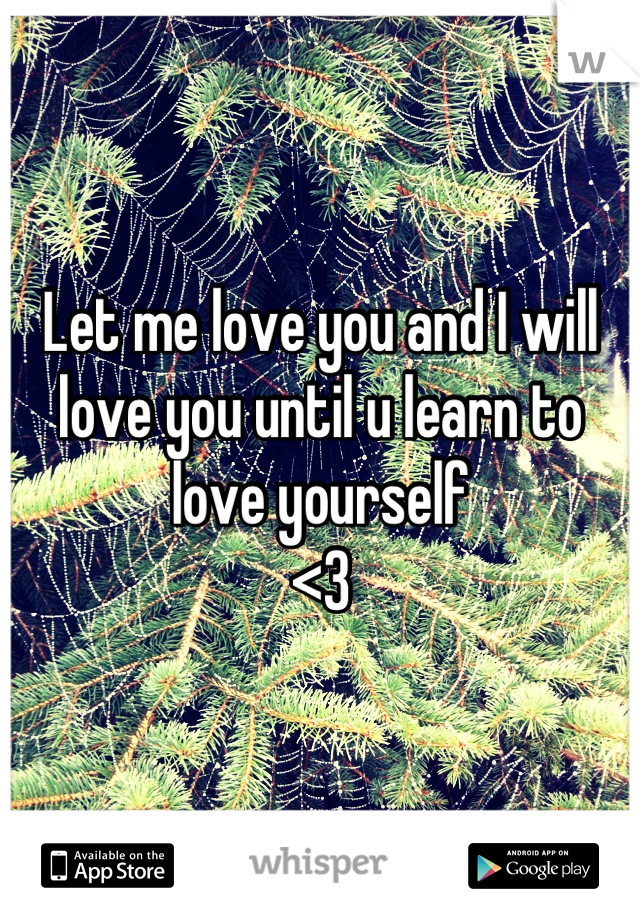 Let me love you and I will love you until u learn to love yourself
<3