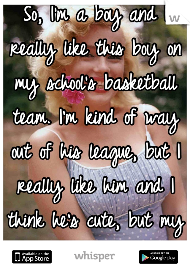 So, I'm a boy and I really like this boy on my school's basketball team. I'm kind of way out of his league, but I really like him and I think he's cute, but my friends don't.