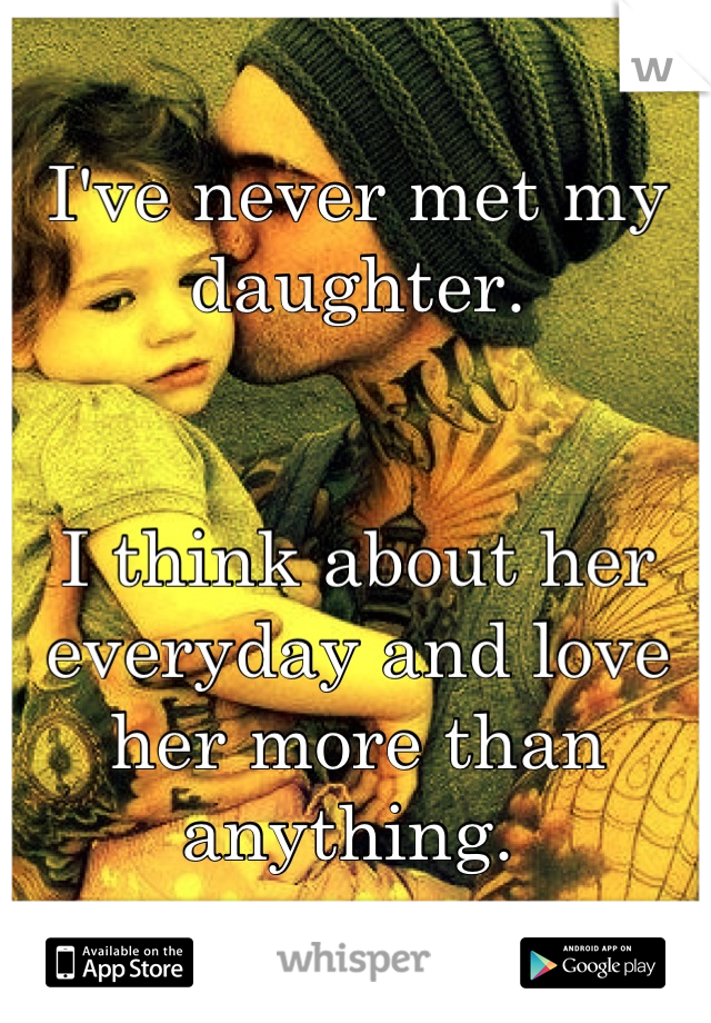 I've never met my daughter.


I think about her everyday and love her more than anything. 