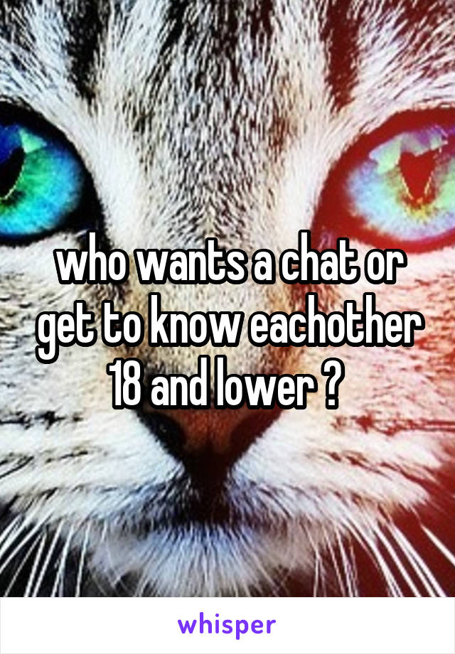 who wants a chat or get to know eachother 18 and lower ♥ 