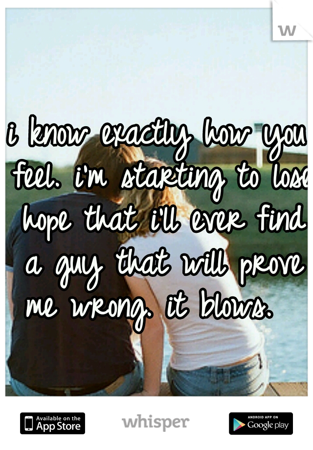 i know exactly how you feel. i'm starting to lose hope that i'll ever find a guy that will prove me wrong. it blows.  