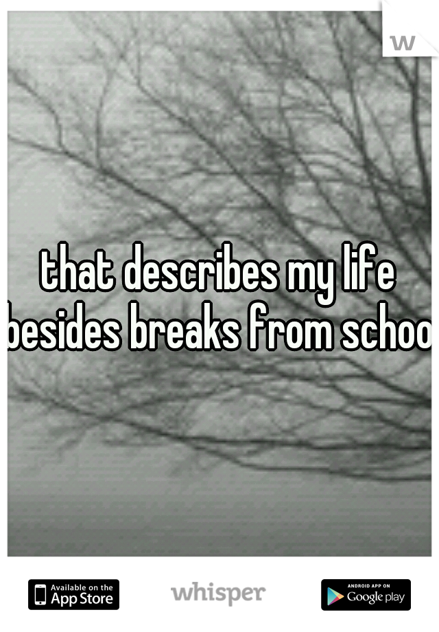 that describes my life besides breaks from school.