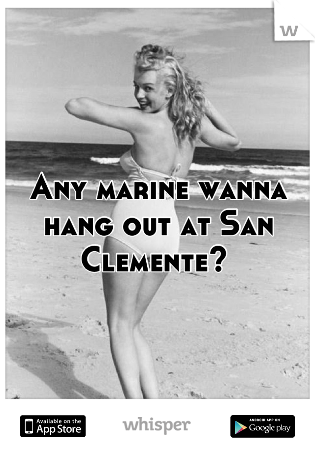 Any marine wanna hang out at San Clemente? 
