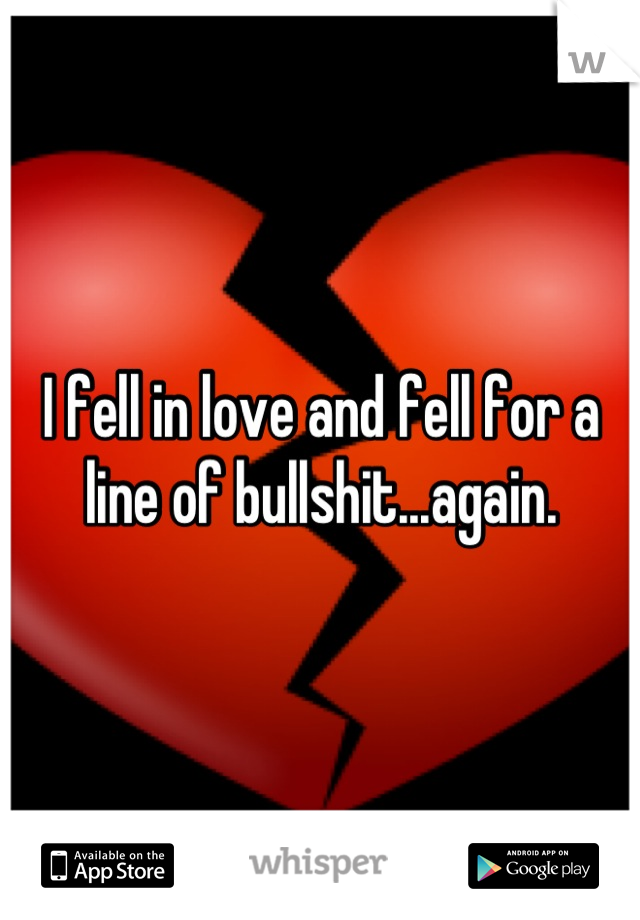 I fell in love and fell for a line of bullshit...again.