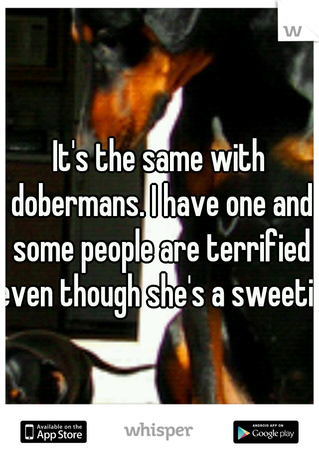 It's the same with dobermans. I have one and some people are terrified even though she's a sweetie.