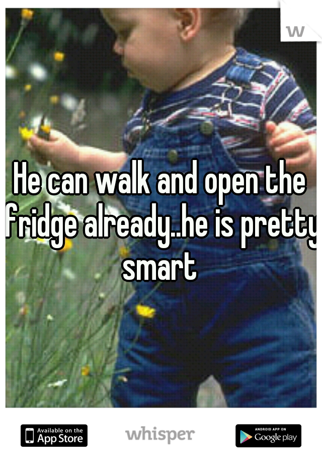 He can walk and open the fridge already..he is pretty smart 