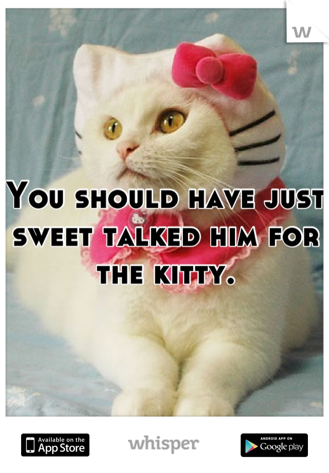 You should have just sweet talked him for the kitty.