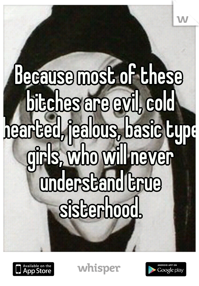 Because most of these bitches are evil, cold hearted, jealous, basic type girls, who will never understand true sisterhood.