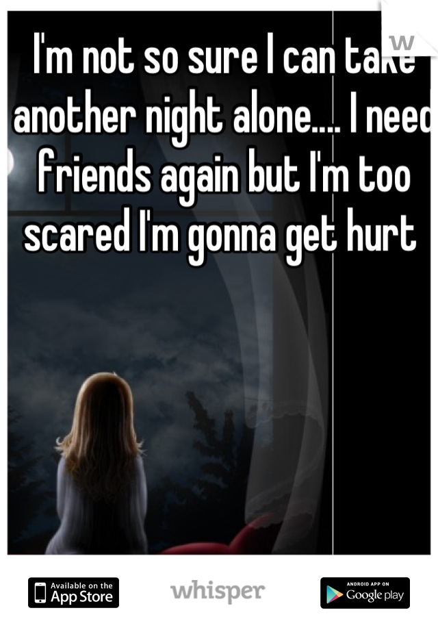 I'm not so sure I can take another night alone.... I need friends again but I'm too scared I'm gonna get hurt 