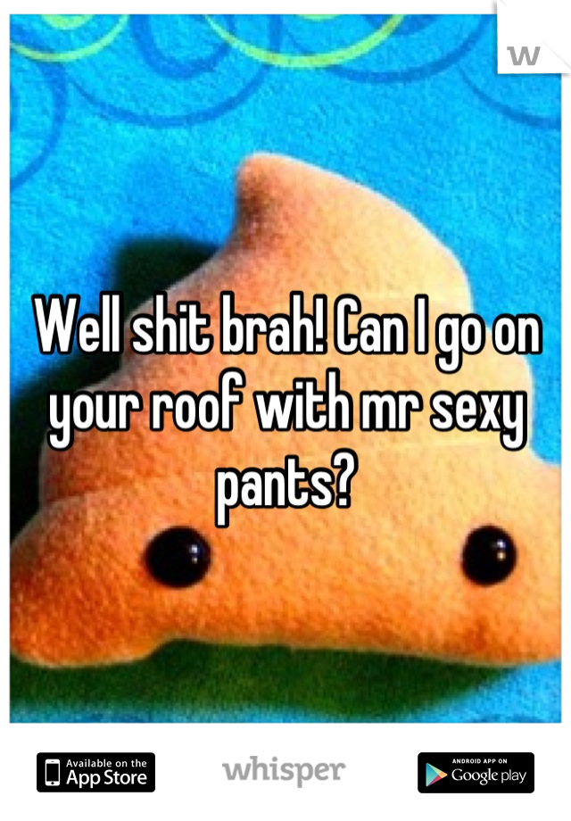 Well shit brah! Can I go on your roof with mr sexy pants?