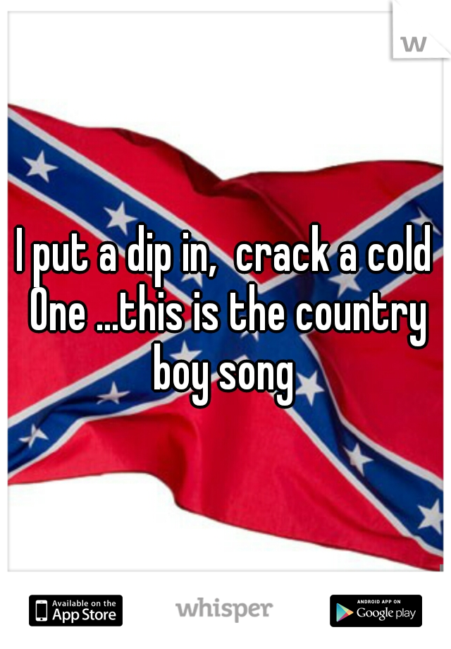I put a dip in,  crack a cold One ...this is the country boy song 