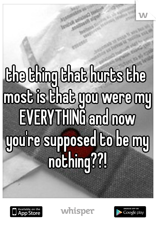 the thing that hurts the most is that you were my EVERYTHING and now you're supposed to be my nothing??!