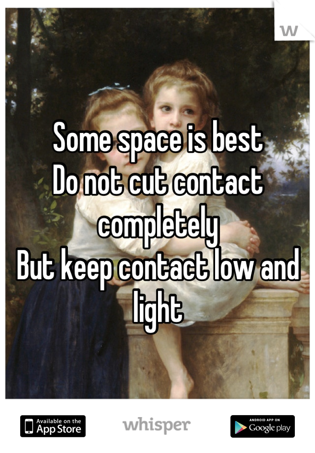 Some space is best
Do not cut contact completely
But keep contact low and light