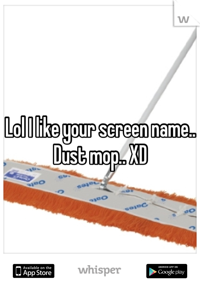 Lol I like your screen name.. Dust mop.. XD