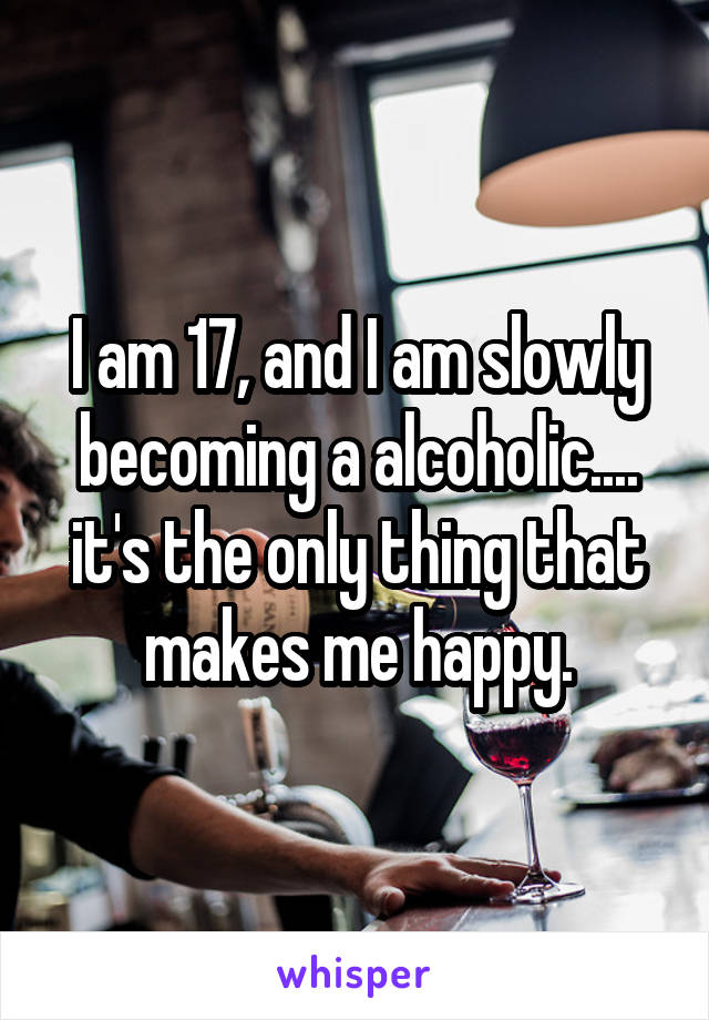 I am 17, and I am slowly becoming a alcoholic.... it's the only thing that makes me happy.