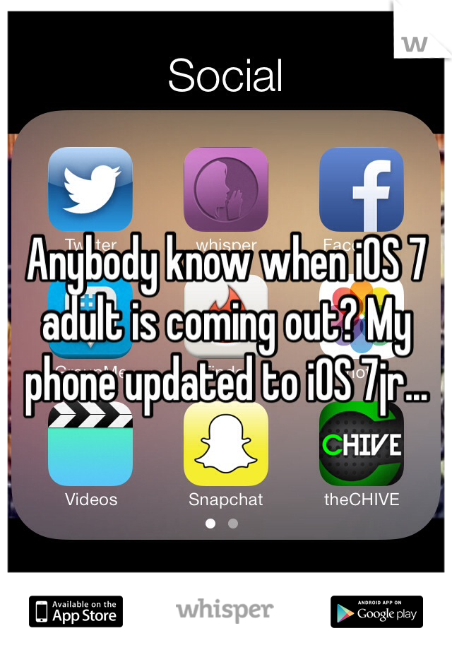 Anybody know when iOS 7 adult is coming out? My phone updated to iOS 7jr...