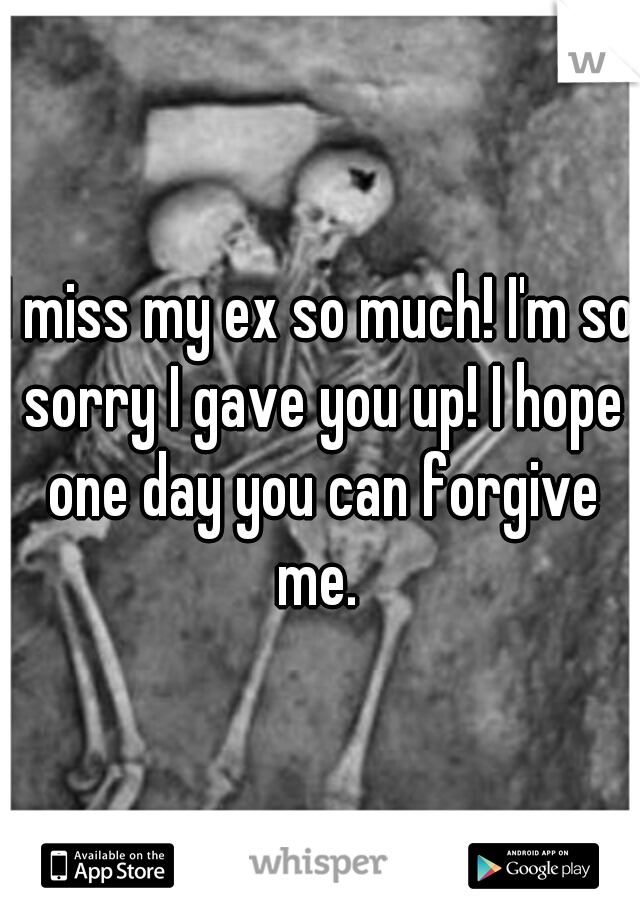 I miss my ex so much! I'm so sorry I gave you up! I hope one day you can forgive me. 