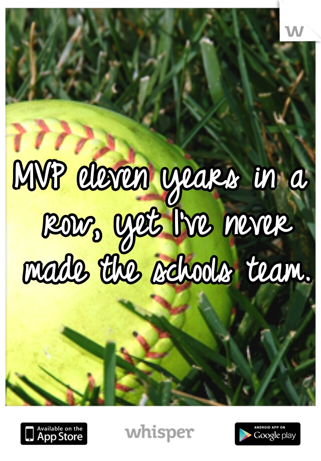 MVP eleven years in a row, yet I've never made the schools team.