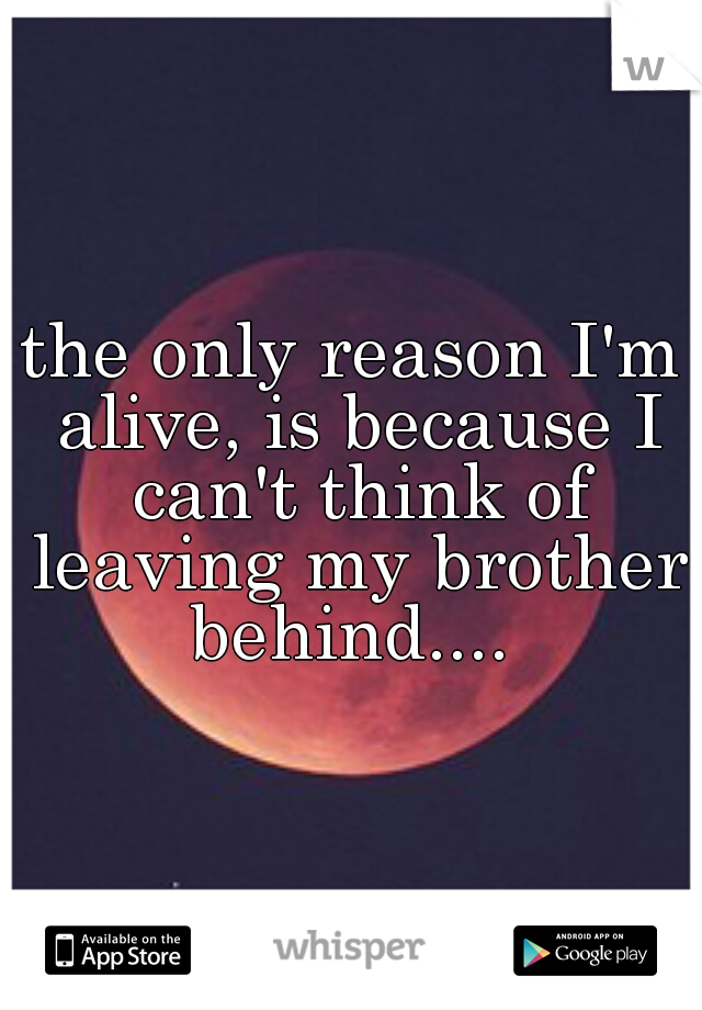 the only reason I'm alive, is because I can't think of leaving my brother behind.... 