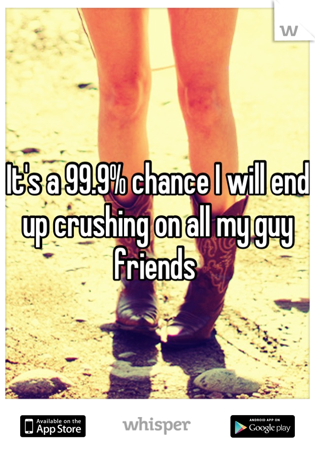 It's a 99.9% chance I will end up crushing on all my guy friends 