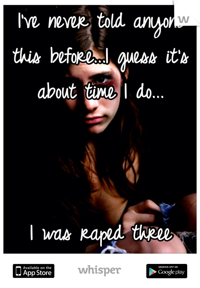 I've never told anyone this before...I guess it's about time I do...



I was raped three times...