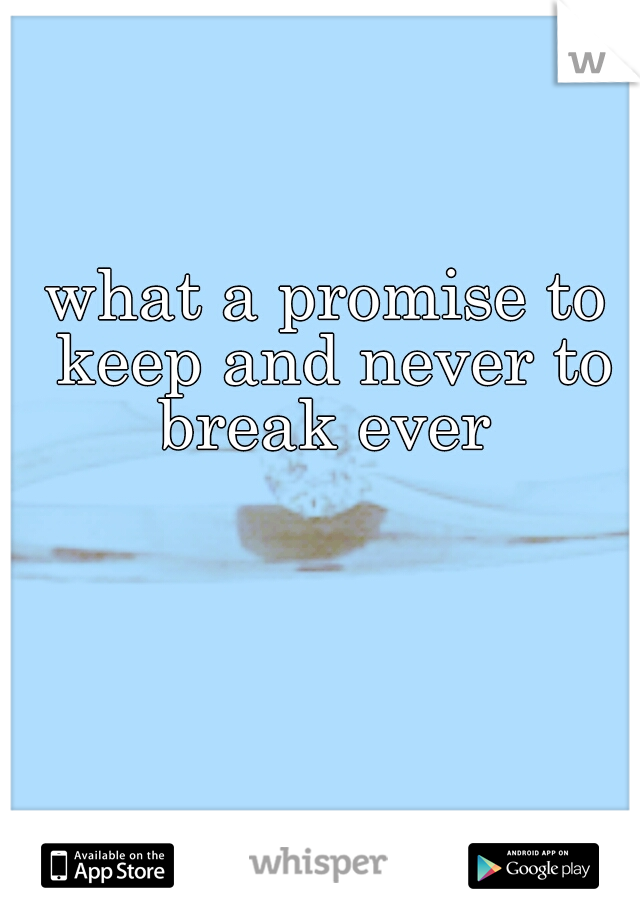 what a promise to keep and never to break ever 