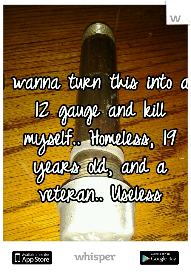 I wanna turn this into a 12 gauge and kill myself.. Homeless, 19 years old, and a veteran.. Useless