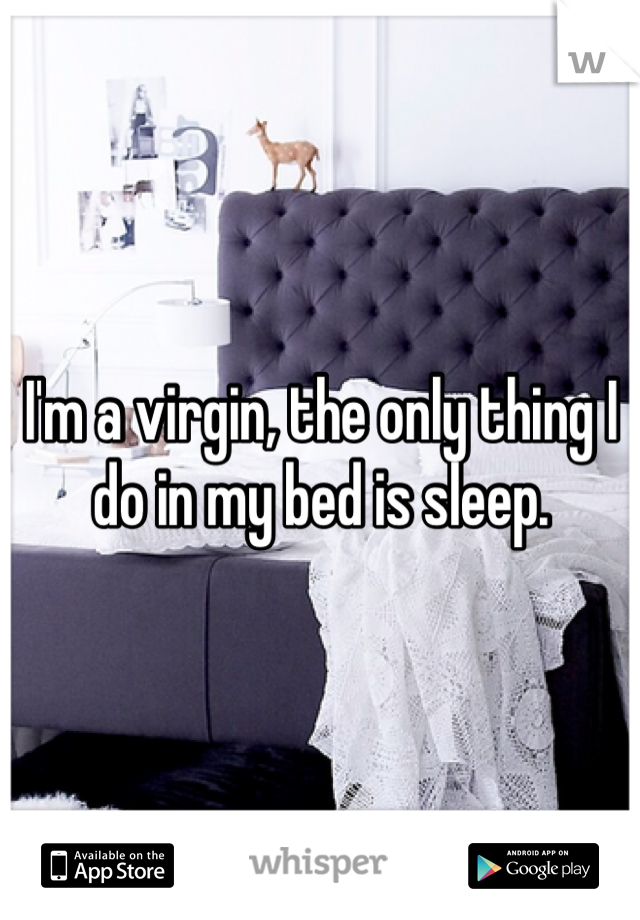 I'm a virgin, the only thing I do in my bed is sleep.