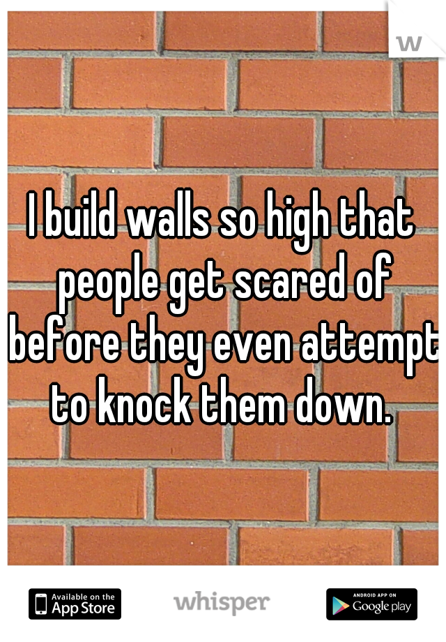 I build walls so high that people get scared of before they even attempt to knock them down. 