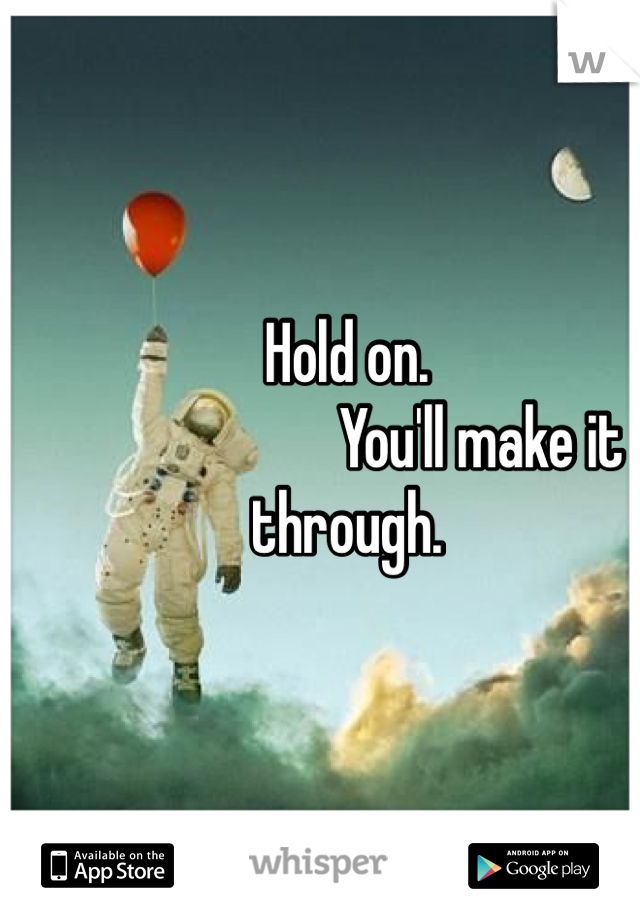 Hold on.
                      You'll make it through.