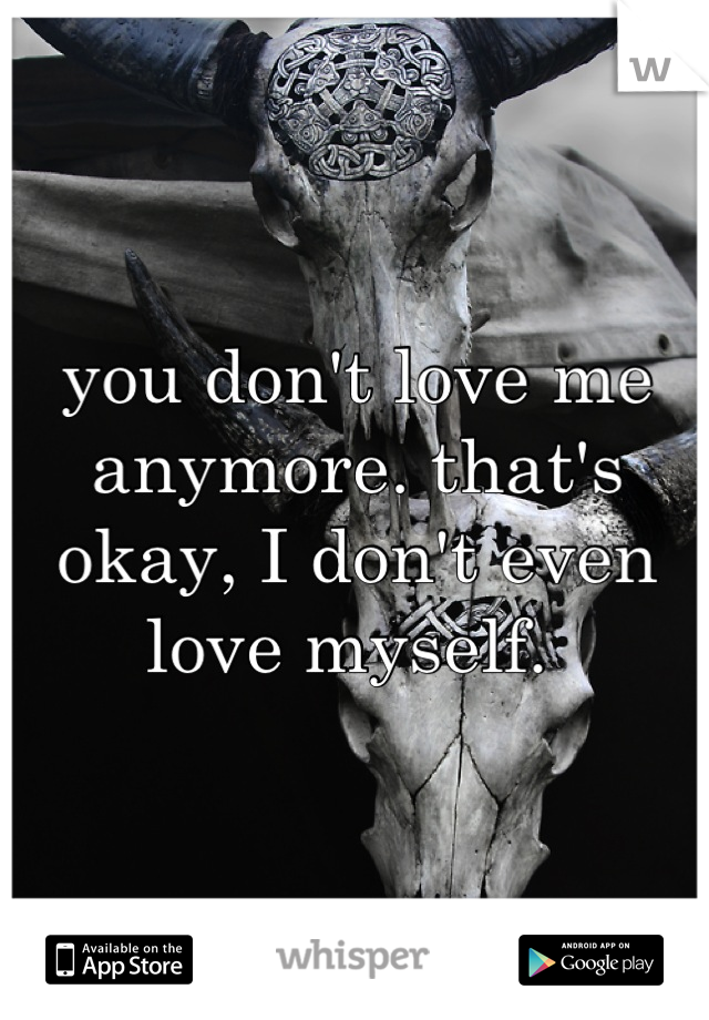 you don't love me anymore. that's okay, I don't even love myself. 