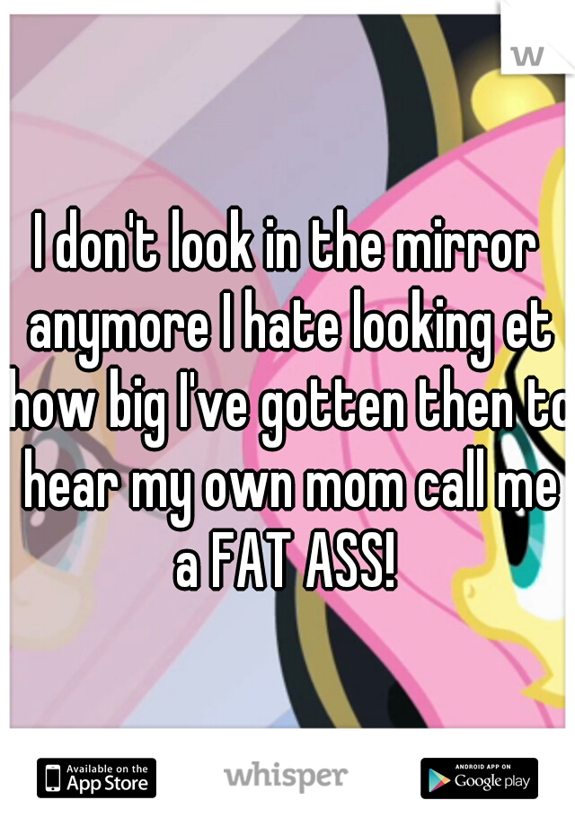 I don't look in the mirror anymore I hate looking et how big I've gotten then to hear my own mom call me a FAT ASS! 