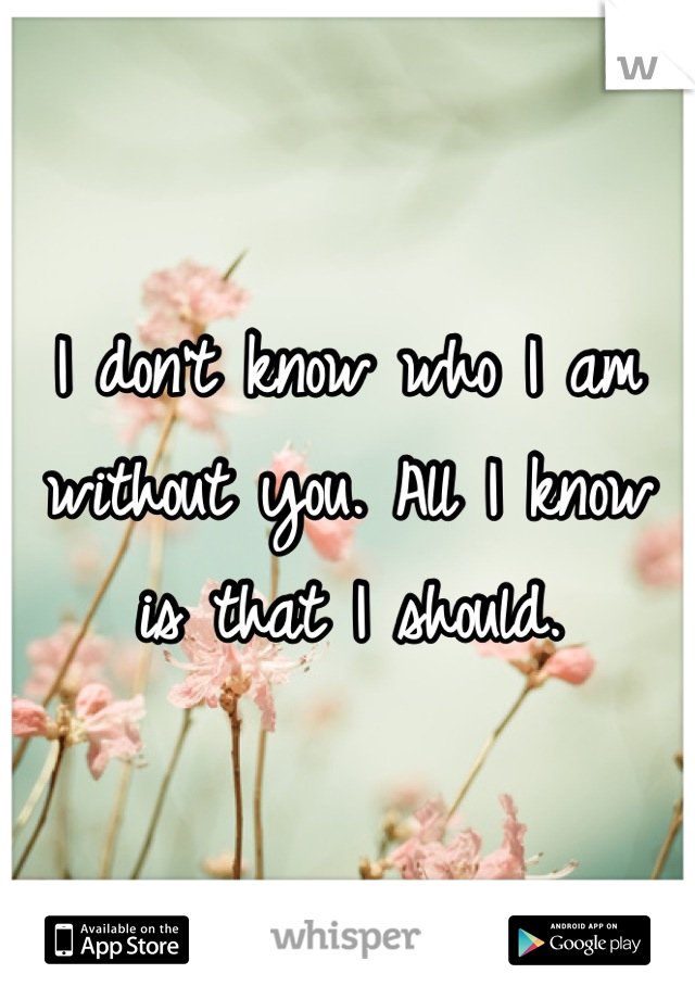 I don't know who I am without you. All I know is that I should.
