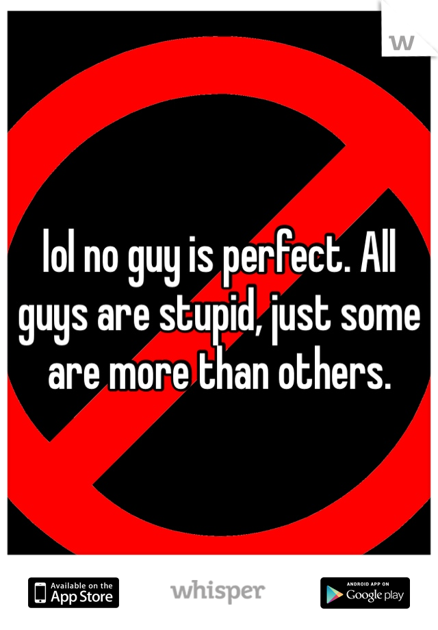 lol no guy is perfect. All guys are stupid, just some are more than others. 