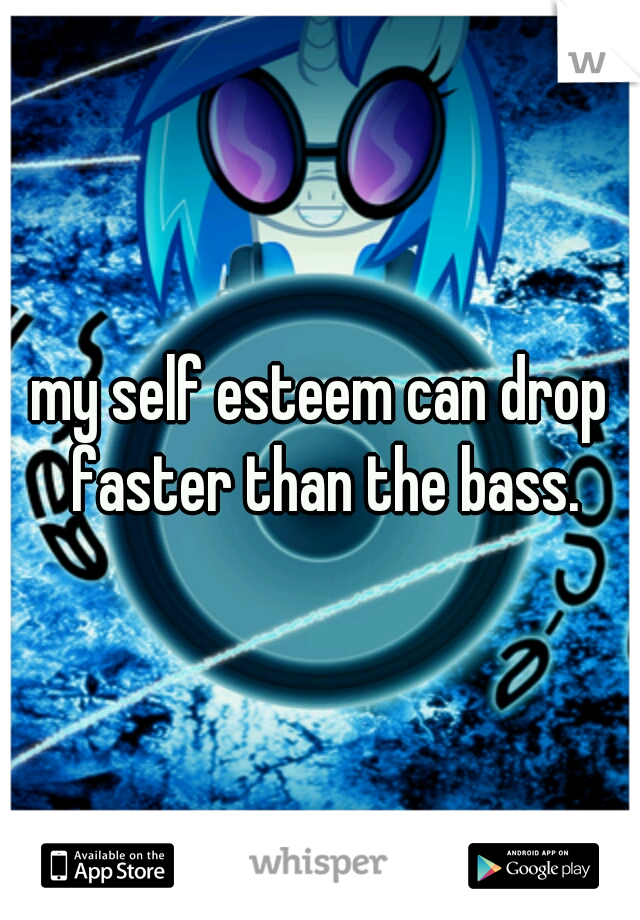 my self esteem can drop faster than the bass.