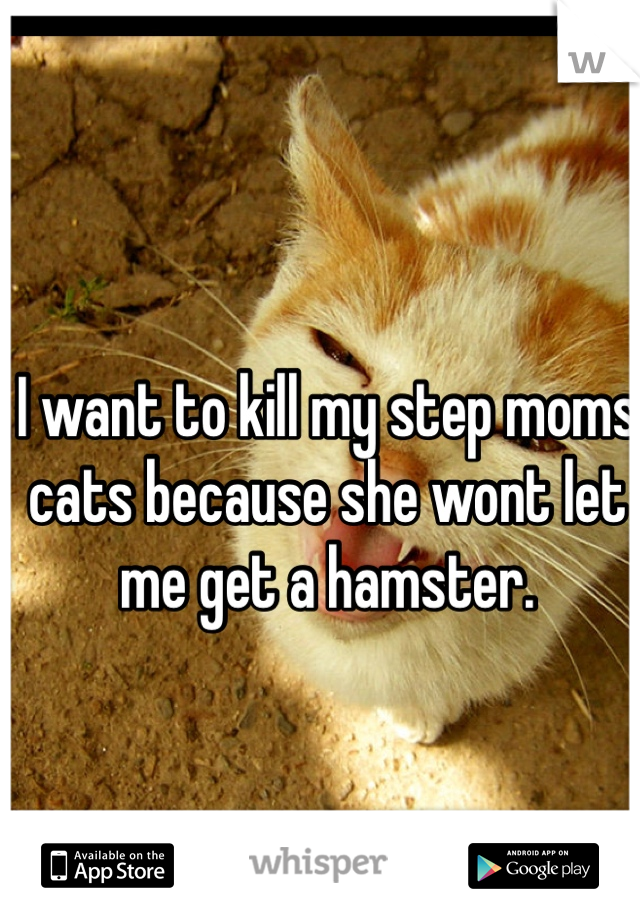 I want to kill my step moms cats because she wont let me get a hamster. 