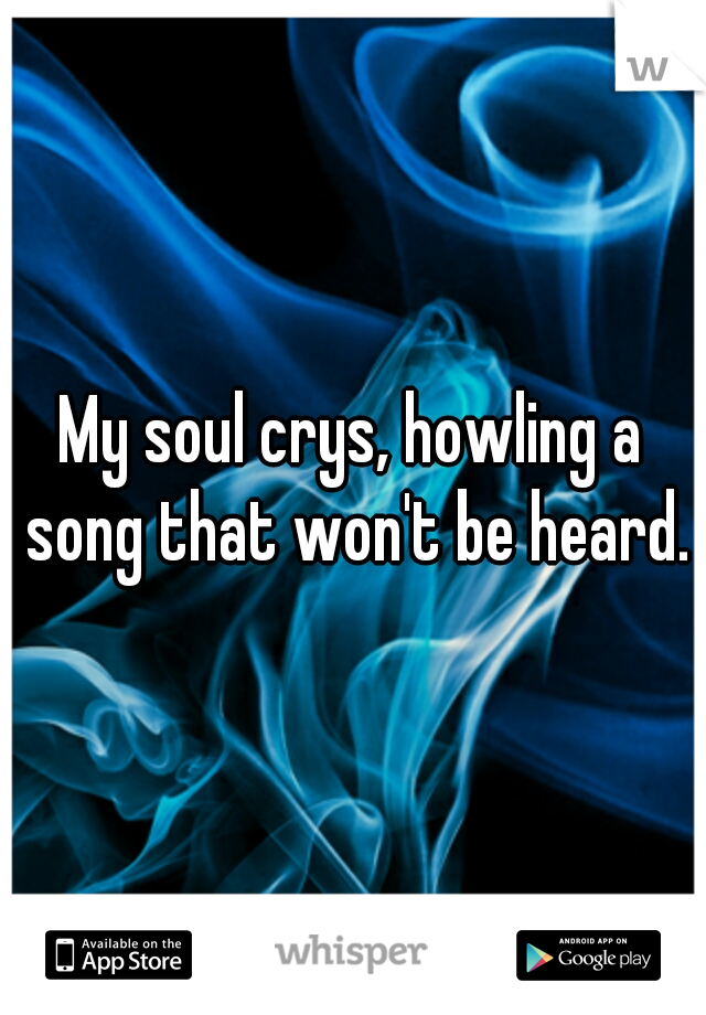 My soul crys, howling a song that won't be heard.