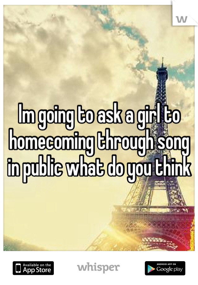 Im going to ask a girl to homecoming through song in public what do you think