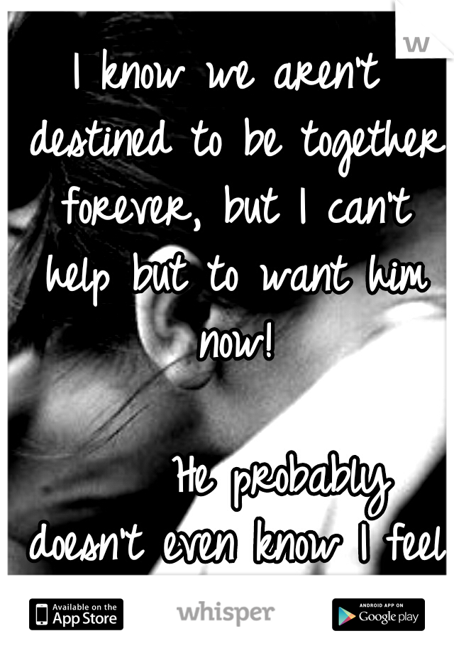 I know we aren't destined to be together forever, but I can't help but to want him now! 






















He probably doesn't even know I feel this way.