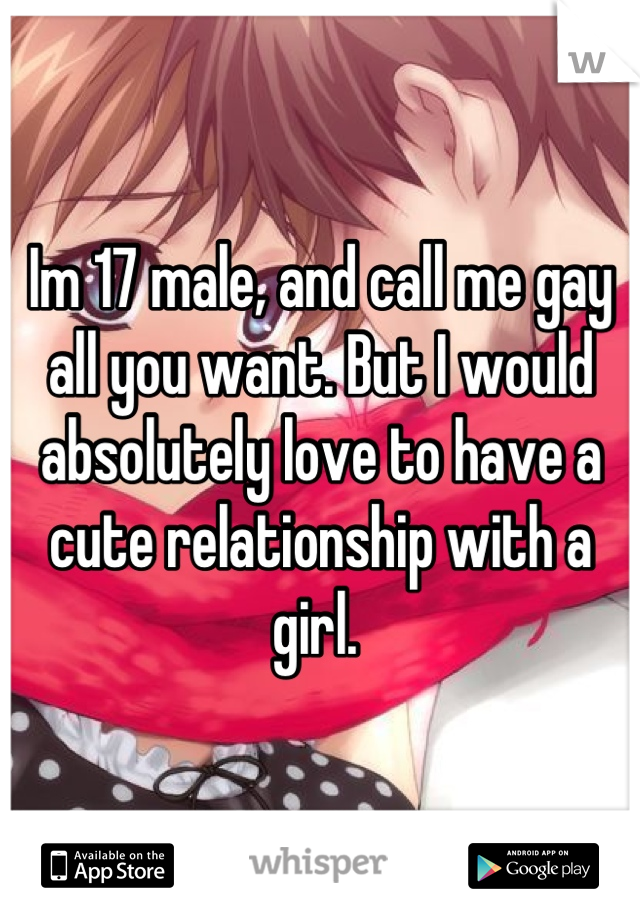 Im 17 male, and call me gay all you want. But I would absolutely love to have a cute relationship with a girl. 