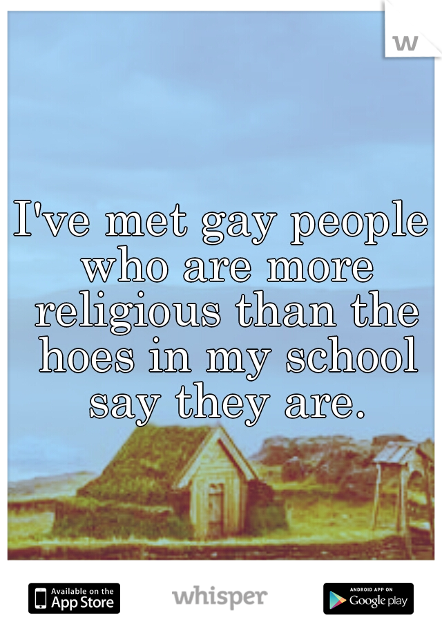 I've met gay people who are more religious than the hoes in my school say they are.