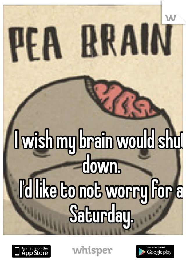 I wish my brain would shut down. 
I'd like to not worry for a Saturday. 