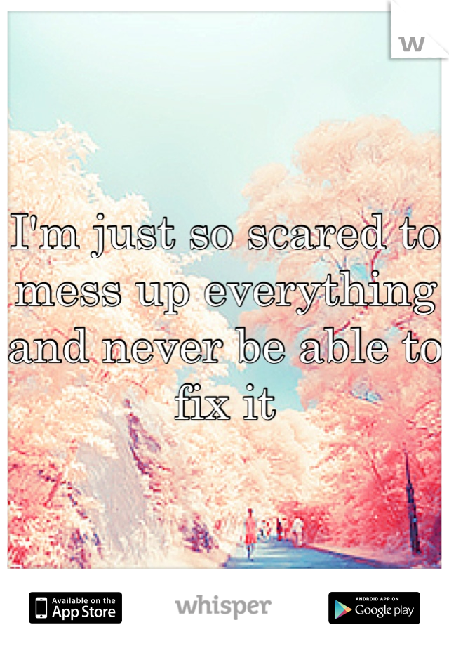 I'm just so scared to mess up everything and never be able to fix it