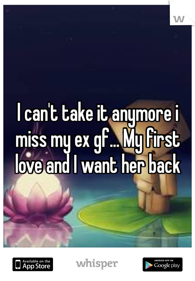 I can't take it anymore i miss my ex gf... My first love and I want her back 