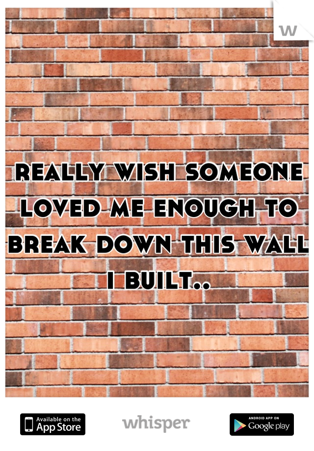 really wish someone loved me enough to break down this wall i built..