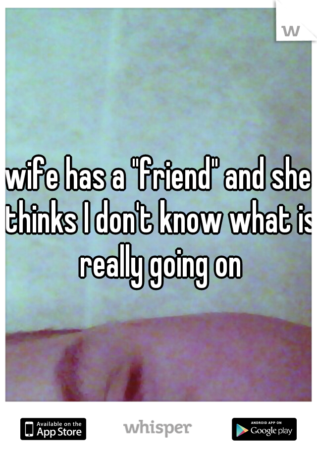 wife has a "friend" and she thinks I don't know what is really going on