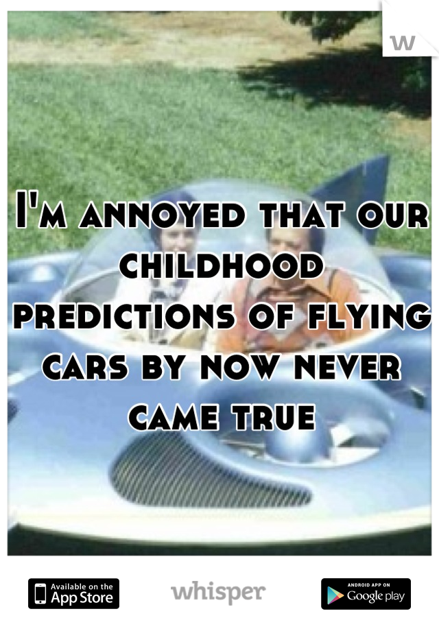 I'm annoyed that our childhood predictions of flying cars by now never came true