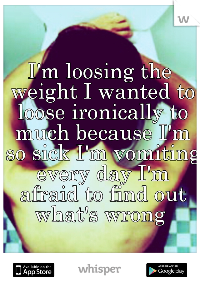 I'm loosing the weight I wanted to loose ironically to much because I'm so sick I'm vomiting every day I'm afraid to find out what's wrong 